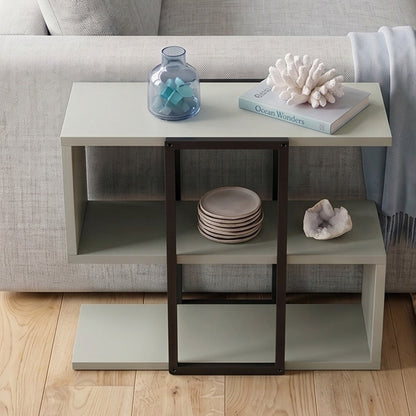 Grelle 56 cm Two-Tier Side Table with Metal Frame — Ash Green