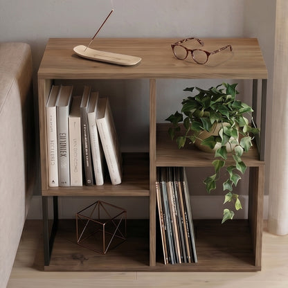 Birkal 62 cm Mini Bookcase with 2 Shelves and Metal Frame — Dark Oak Effect, image 3