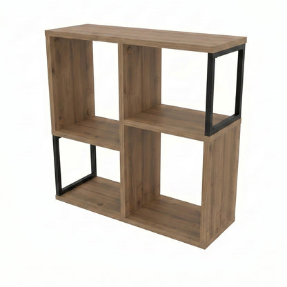 Birkal 62 cm Mini Bookcase with 2 Shelves and Metal Frame — Dark Oak Effect, image 5