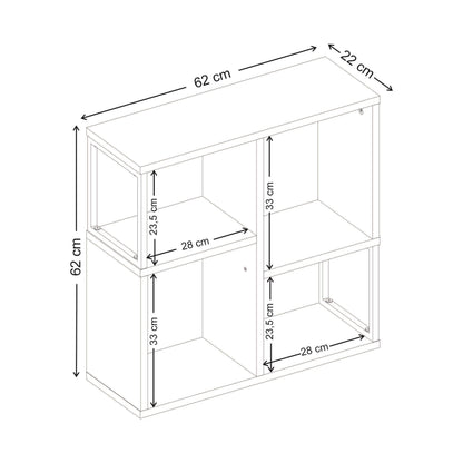 Birkal 62 cm Mini Bookcase with 2 Shelves and Metal Frame — Dark Oak Effect, image 7
