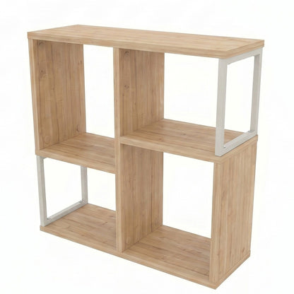 Birkal 62 cm Mini Bookcase with 2 Shelves and Metal Frame — Oak, image 3