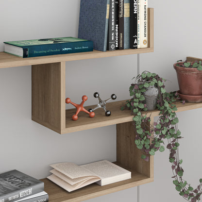 Snerra 119 cm 3-Tier Wall-Mounted Shelf Unit — Natural Oak, image 2