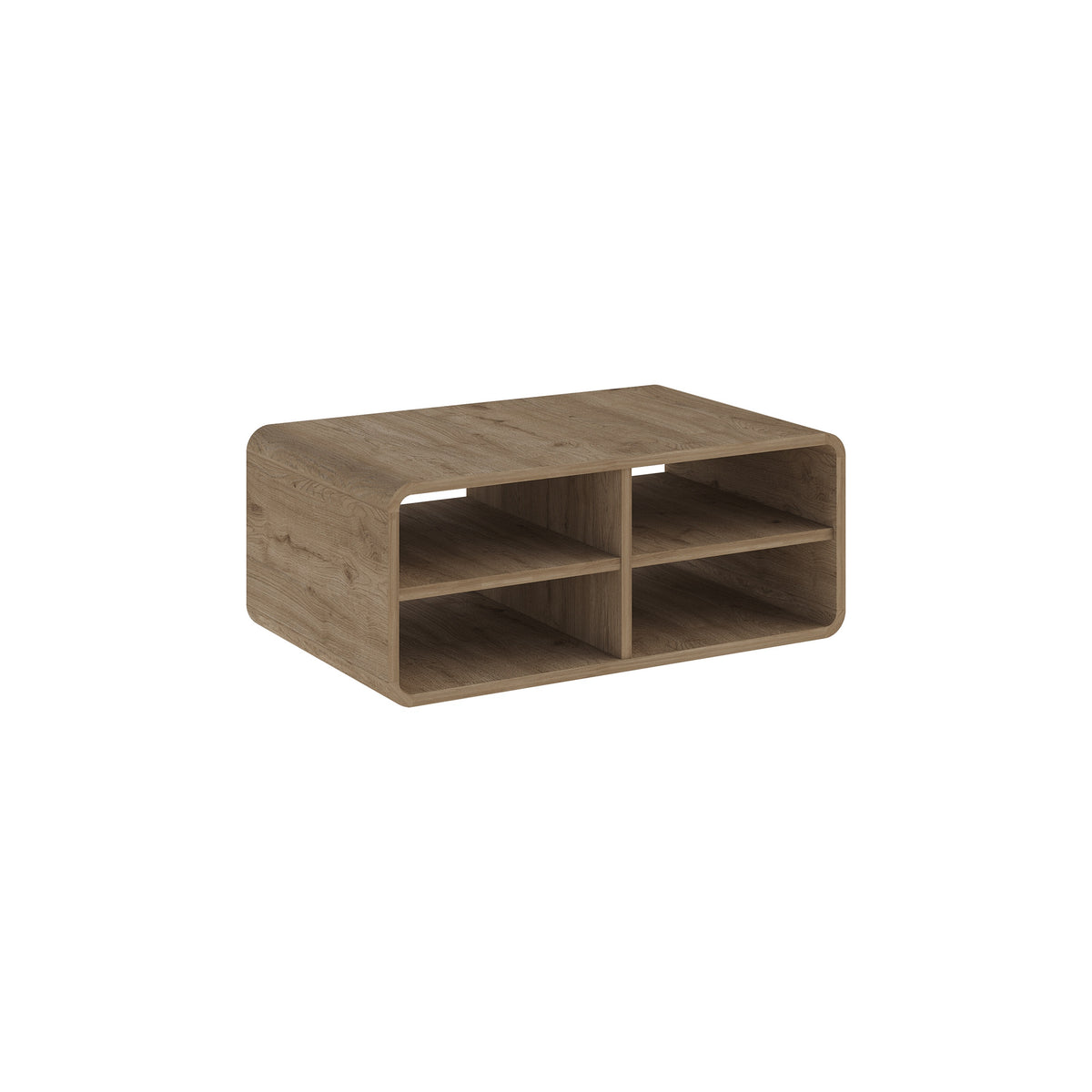 Bevund 80 cm Coffee Table with 4 Open Compartments — Natural Oak