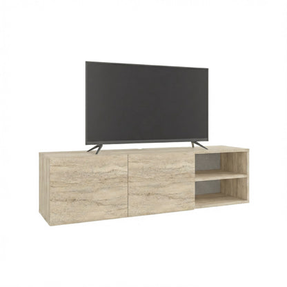 Gilvar 140cm Floating-Style TV Unit with 2 Soft-Close Doors — Travertine