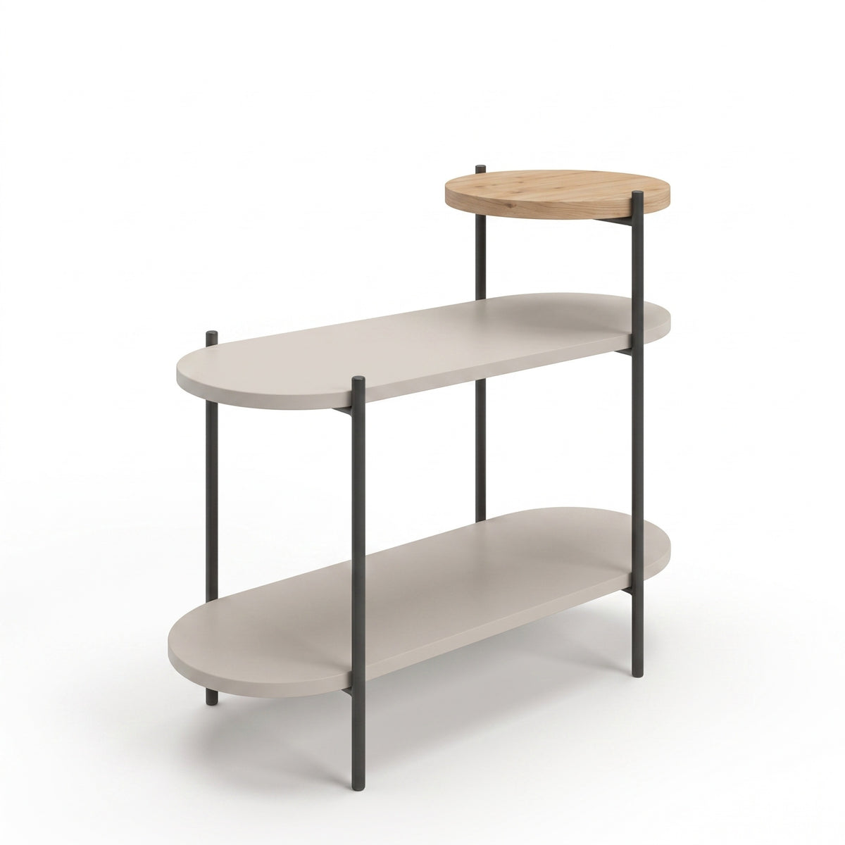 Fyrel 64cm 3-Tier Display Side Table with Metal Frame — Sandstone