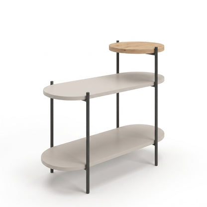 Fyrel 64cm 3-Tier Display Side Table with Metal Frame — Sandstone