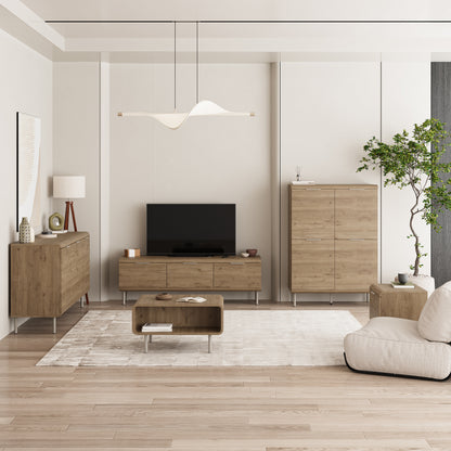 Calvik 5-Piece Living Room Furniture Set with 150cm TV Unit — Natural Oak, image 1