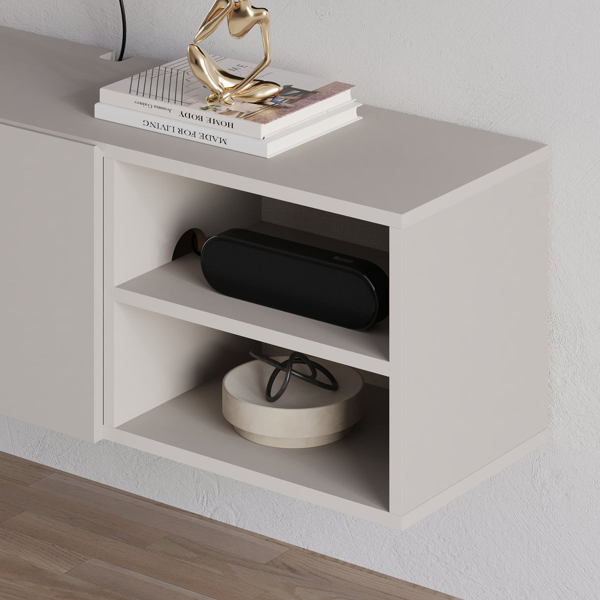 Gilvar 140cm Floating-Style TV Unit with 2 Soft-Close Doors — Sandstone