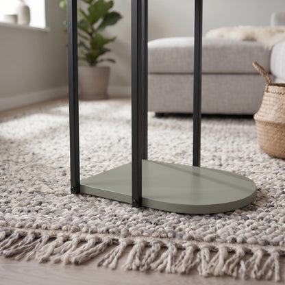 Yrsel 42cm Half-Round Side Table with Lower Shelf — Ash Green