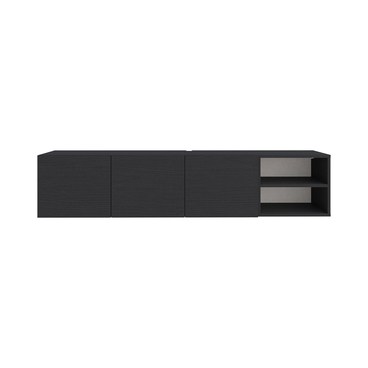 Dalsk 180cm Floating TV Unit with 3 Soft-Close Doors — Black Wood, image 2