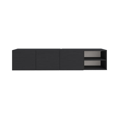 Dalsk 180cm Floating TV Unit with 3 Soft-Close Doors — Black Wood, image 2