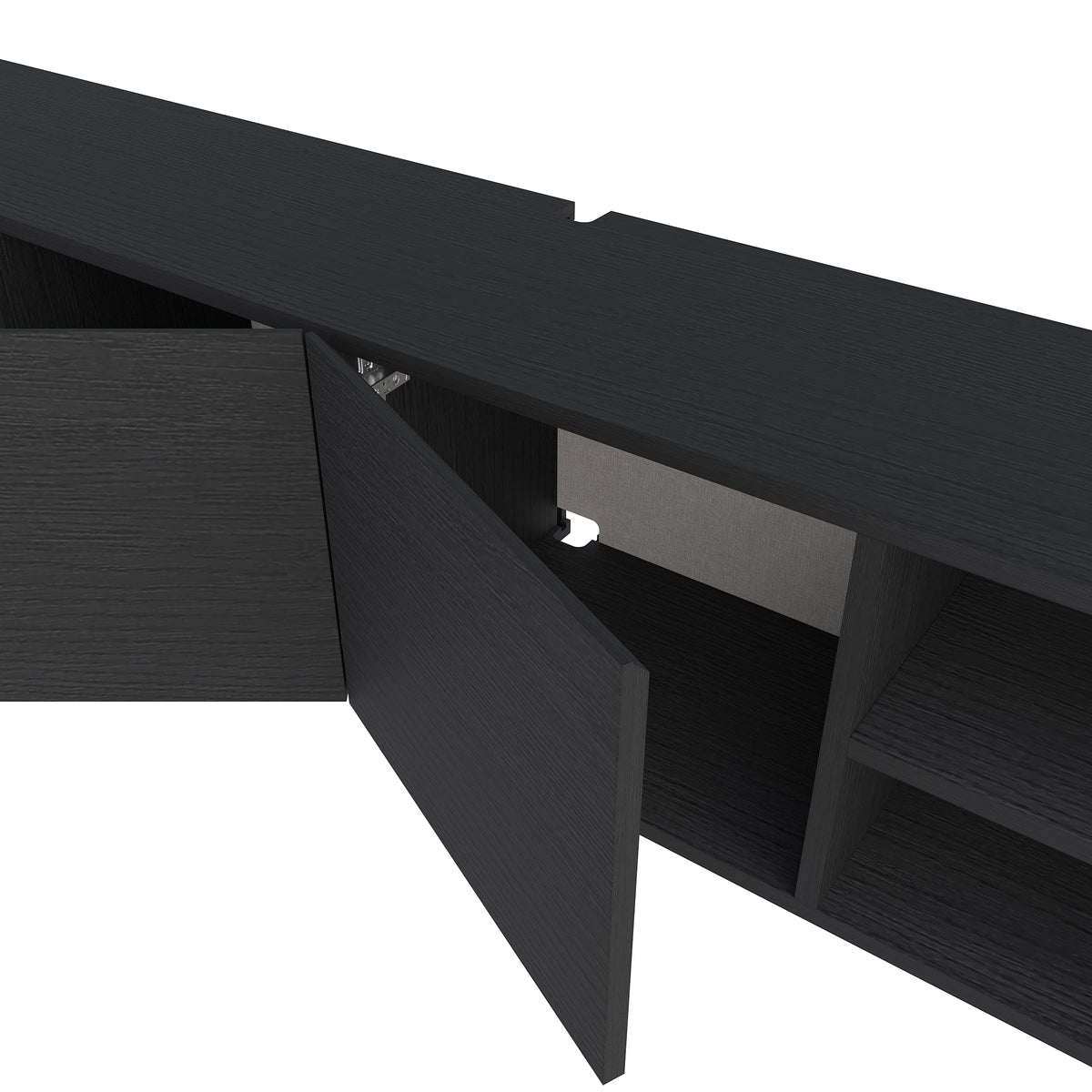 Dalsk 180cm Floating TV Unit with 3 Soft-Close Doors — Black Wood, image 4