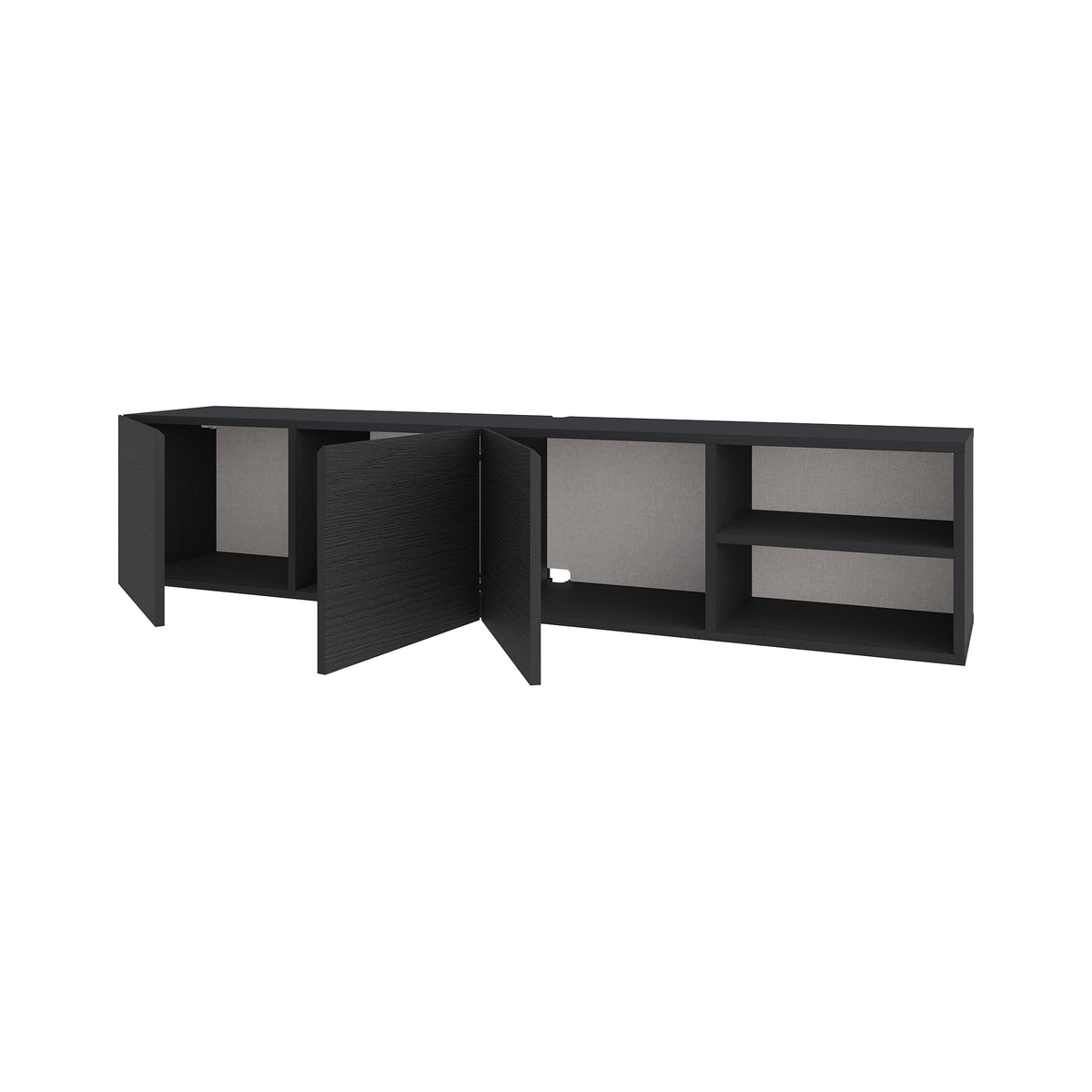 Dalsk 180cm Floating TV Unit with 3 Soft-Close Doors — Black Wood, image 5