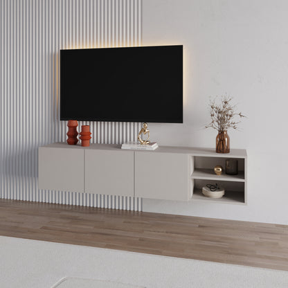 Dalsk 180cm Floating TV Unit with 3 Soft-Close Doors — Sandstone, image 1