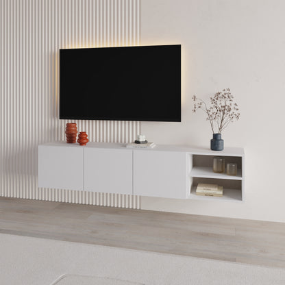 Dalsk 180cm Floating TV Unit with 3 Soft-Close Doors — White, image 1