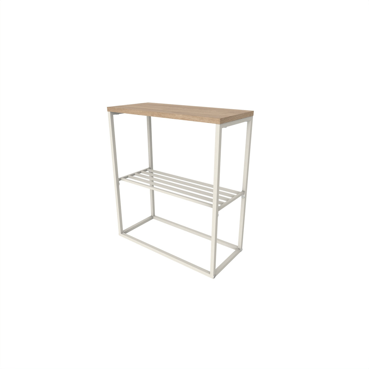 Pemby 55cm Slim End Table with Metal Magazine Rack — Natural Oak