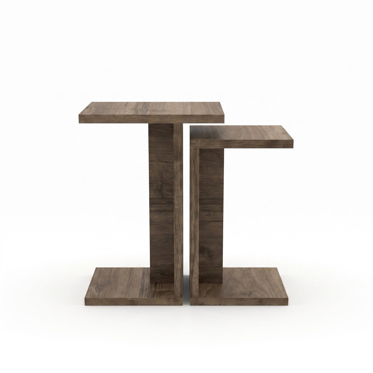Jorsk C-Shaped Side Tables, Set of 2 (57 cm and 50 cm) — Natural Walnut Effect