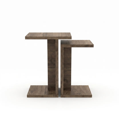 Jorsk C-Shaped Side Tables, Set of 2 (57 cm and 50 cm) — Natural Walnut Effect