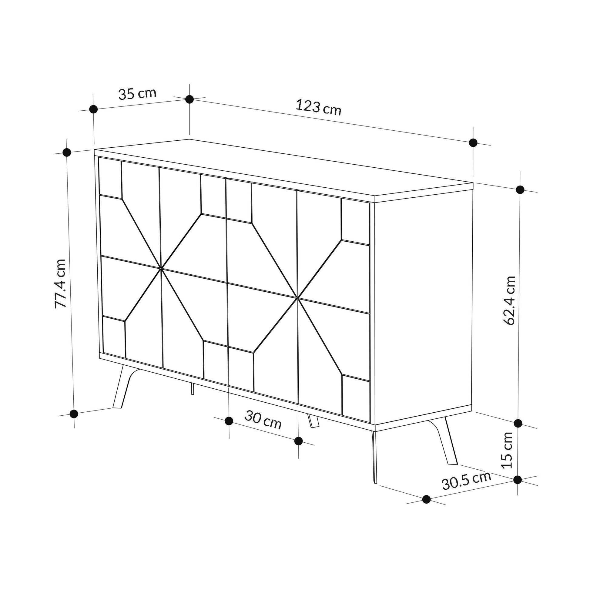Modern sideboard cabinet with metal legs and closed storage, ideal for living room, dining area or hallway
