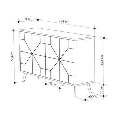 Modern sideboard cabinet with metal legs and closed storage, ideal for living room, dining area or hallway