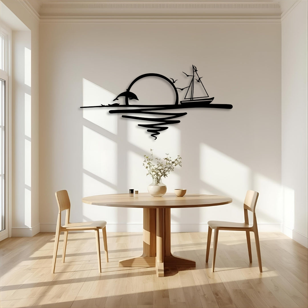 Sunrise Metal Wall Art – Metal Nautical Design for Indoor & Outdoor Spaces