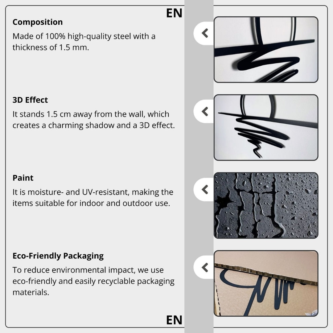 African Tree Metal Wall Art – 3 Panel Black Metal Wall Decor for Indoor & Outdoor Spaces