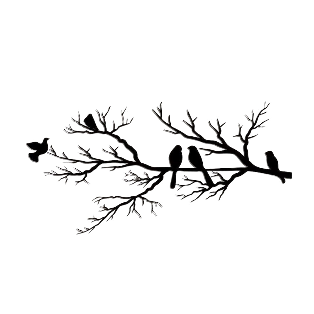 Birds on Branch Metal Wall Art – Black Metal Wall Decor for Indoors and Outdoors