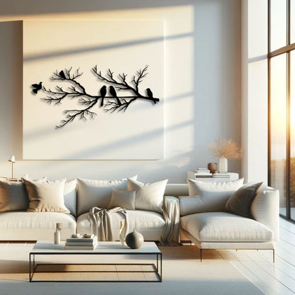 Birds on Branch Metal Wall Art – Black Metal Wall Decor for Indoors and Outdoors