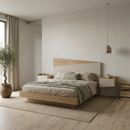 Dravik 160cm Diagonal Two-Tone Wall-Mounted Headboard for King Size Bed — Oak, Sandstone, image 2
