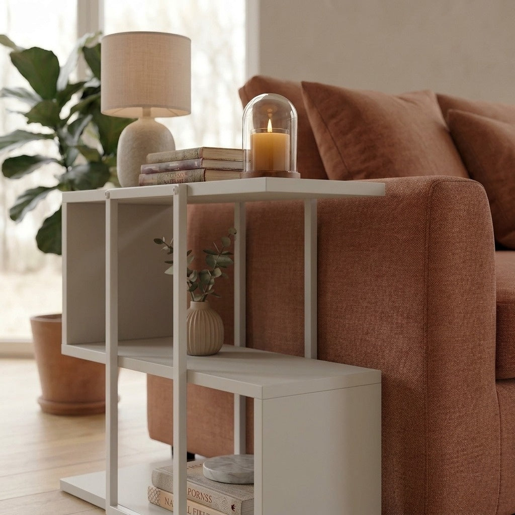 Grelle 56 cm Two-Tier Side Table with Metal Frame — Sandstone