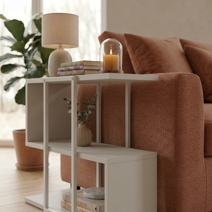 Grelle 56 cm Two-Tier Side Table with Metal Frame — Sandstone