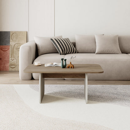 Ebbro 100cm Japandi Coffee Table with Floating Panel Legs — Natural Oak, Sandstone, image 3
