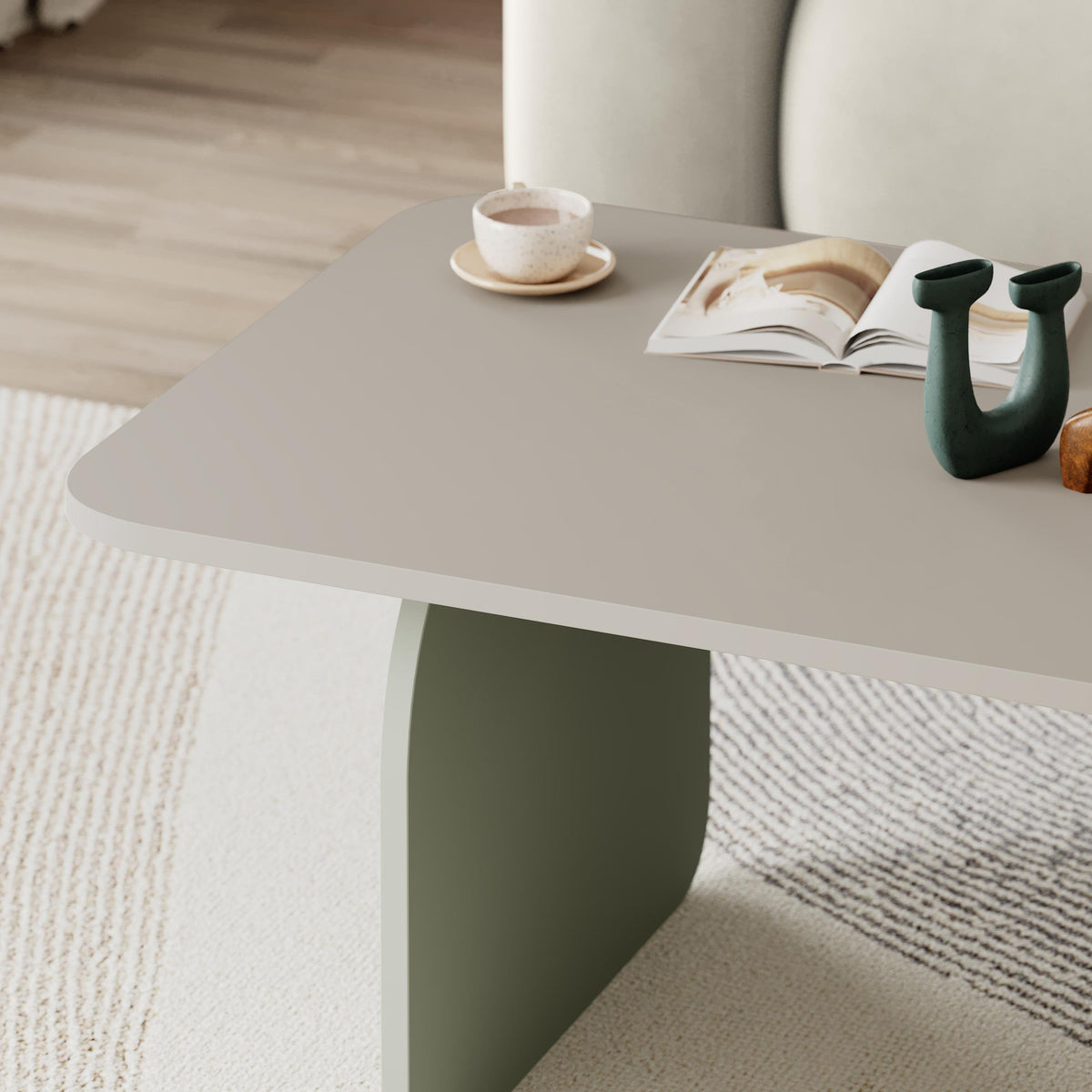 Ebbro 100cm Japandi Coffee Table with Floating Panel Legs — Sandstone, Mocha Grey, Ash Green, image 2
