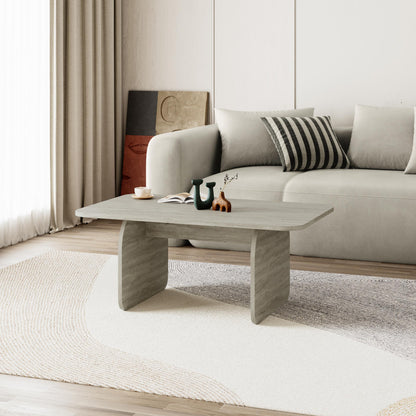 Ebbro 100cm Japandi Coffee Table with Floating Panel Legs — Travertine, image 1