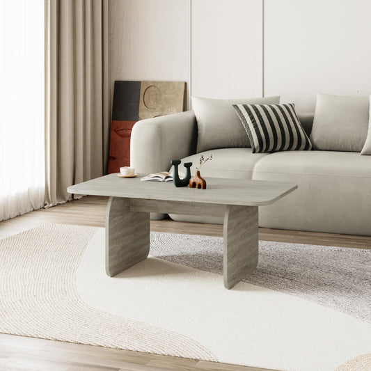 Ebbro 100cm Japandi Coffee Table with Floating Panel Legs — Travertine, image 1