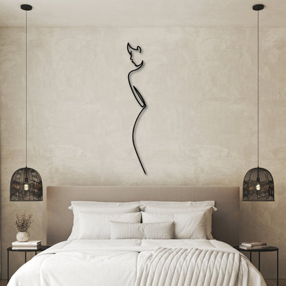 Minimalist Elegance Metal Wall Art – 3D Abstract Woman Silhouette | 120x17 cm