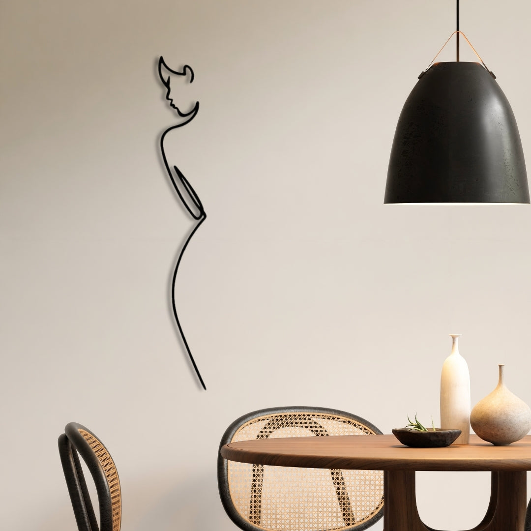 Minimalist Elegance Metal Wall Art – 3D Abstract Woman Silhouette | 120x17 cm