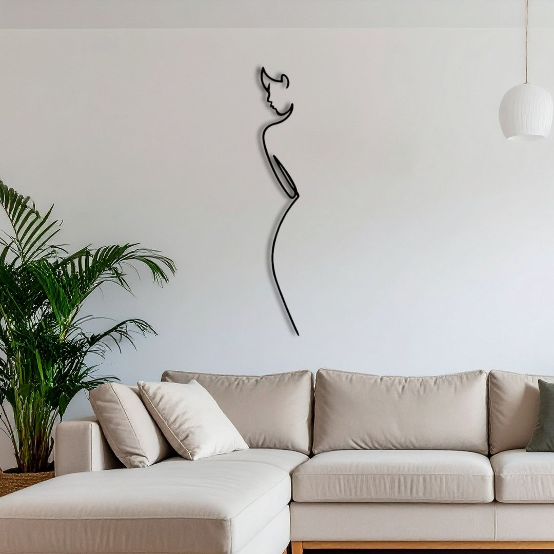 Minimalist Elegance Metal Wall Art – 3D Abstract Woman Silhouette | 120x17 cm