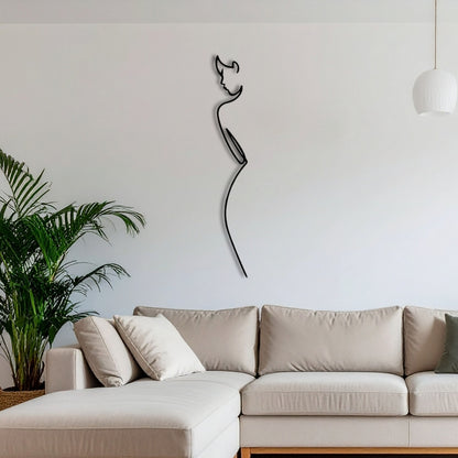 Minimalist Elegance Metal Wall Art – 3D Abstract Woman Silhouette | 120x17 cm