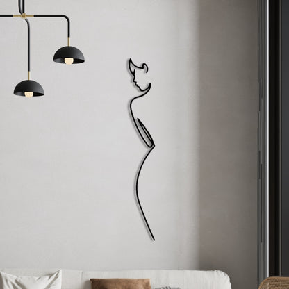 Minimalist Elegance Metal Wall Art – 3D Abstract Woman Silhouette | 120x17 cm