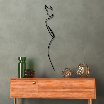 Minimalist Elegance Metal Wall Art – 3D Abstract Woman Silhouette | 120x17 cm