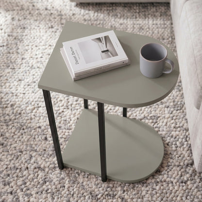 Yrsel 42cm Half-Round Side Table with Lower Shelf — Ash Green