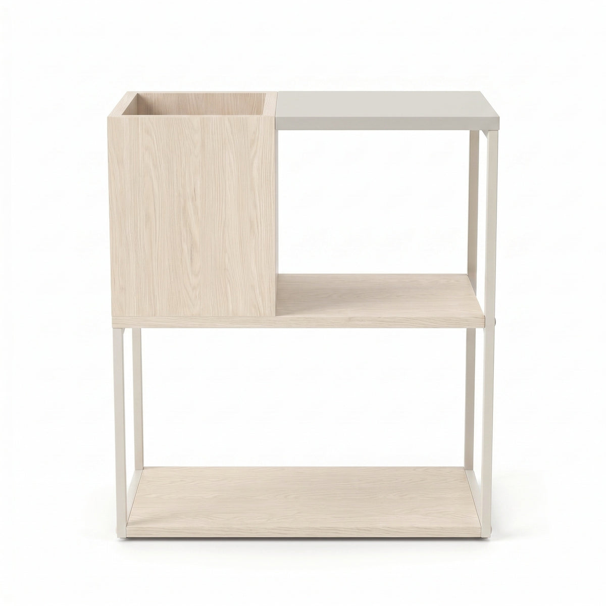 Hasvo 55 cm Multi-Tier Side Table with Cube Storage — Sonoma Oak