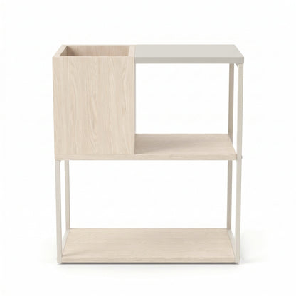 Hasvo 55 cm Multi-Tier Side Table with Cube Storage — Sonoma Oak