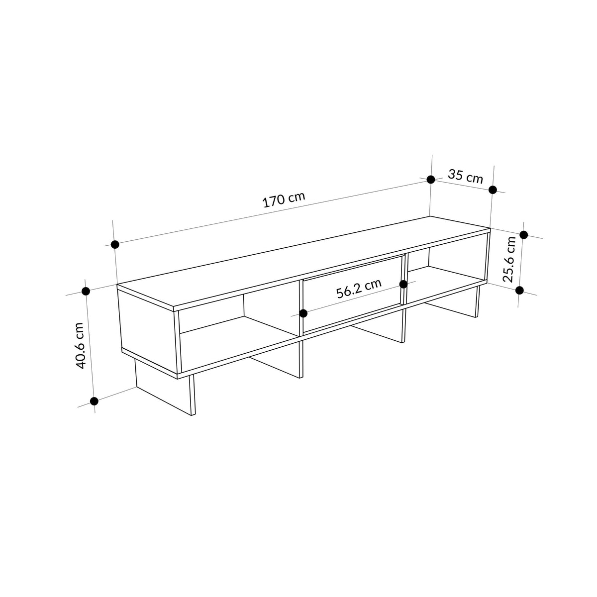 Trunvo 170cm TV Stand with Drop-Down Door and Open Shelves — Sandstone, Natural Oak