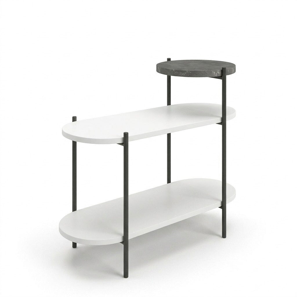 Fyrel 64cm 3-Tier Display Side Table with Metal Frame — White