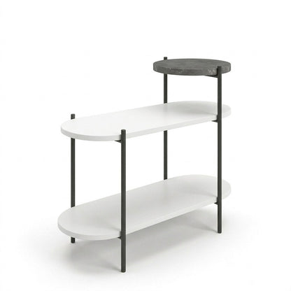 Fyrel 64cm 3-Tier Display Side Table with Metal Frame — White