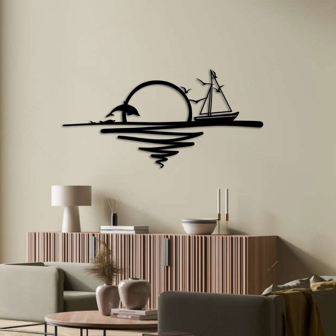 Sunrise Metal Wall Art – Metal Nautical Design for Indoor & Outdoor Spaces