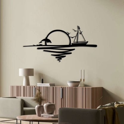 Sunrise Metal Wall Art – Metal Nautical Design for Indoor & Outdoor Spaces