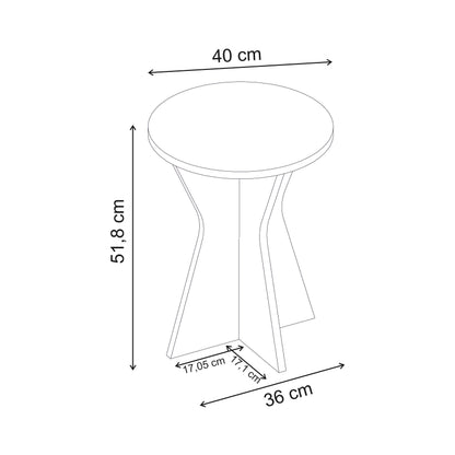 Gemsk 40cm Round Side Table with Geometric Pedestal Base — Retro Grey, image 1